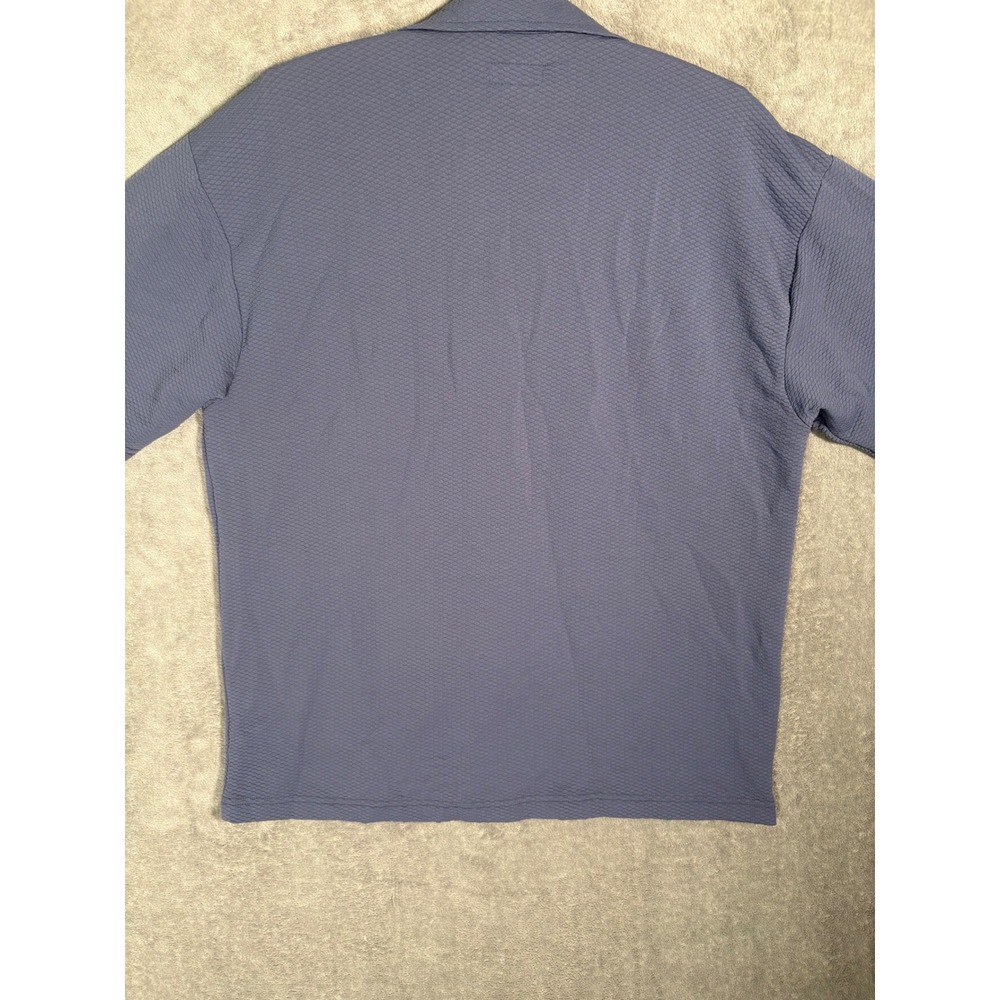 Vintage BC Ethic Mens L Blue Textured Camp Collar Button Up Shirt Loop Collar - Picture 7 of 13